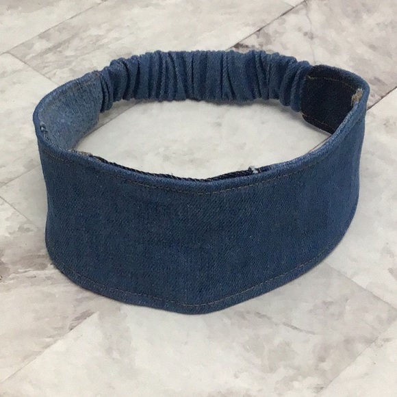 Denim reversible headband, patchwork jeans headband - Picture 5 of 9